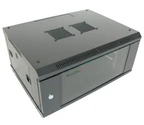 Xtendlan Wandrack 4 HE schwarz / Wandrack / 19" / 600 × 450 mm / Tragfähigkeit 60 kg / Glastür