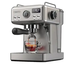 HiBREW H10A silbergrau / Hebel-Kaffeemaschine / 1350 W / 19 bar / 1,8 l / Temperaturregelung