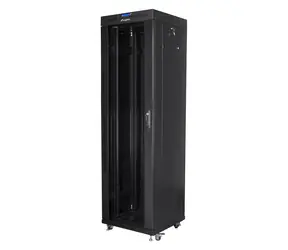 Lanberg FF01-6642-12BL schwarz / Rack-Schrank / 19" / 42 HE / 600 x 600 mm / Glastür / LCD / Flachverpackung