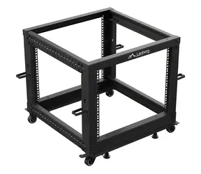 Lanberg Open Rack 9U schwarz / Standrack / 19" / 600×600 mm / Tiefe verstellbar 576-1034 mm / Tragfähigkeit 600 kg