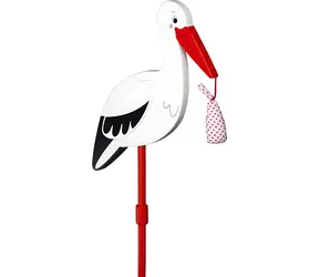 GOKI Holzstorch mit Knoten am Stock / Gartendekoration / Höhe 77 cm