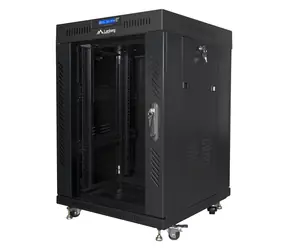 Lanberg 15U 19" schwarz / Rack-Gehäuse / 600×600 mm / Flach verpackt / Glastür / LCD