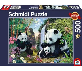 Schmidt Puzzle Pandas am Wasserfall / 500 Teile / 48,1 × 34,1 cm
