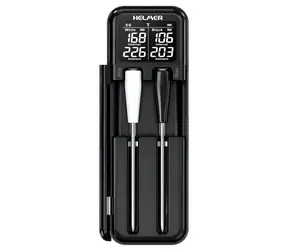 HELMER ™ 28 schwarz / Küchenthermometer / 2 Sonden / LCD-Display / Bluetooth / -10 bis 100 °C