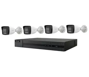 HiLook Kit NVR-104MH-C/4P(D) + 4X IPC-B140HA-LU / IP-Kameraset / 4 MP / SMART Hybridlicht / PoE / IP67