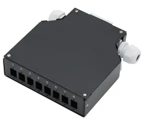 Xtendlan Mini-Verteilerkasten DIN-Schiene schwarz / Verteilerkasten / optisch / 8x SC Simplex / 4 Kabeleinführungen / Abdeckung