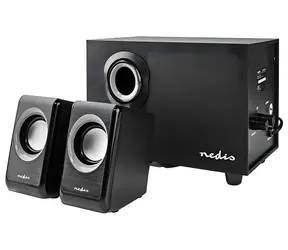 Nedis PC-Lautsprecher, schwarz / Lautsprecher / 2.1 / 33 W / USB-Stromversorgung / 3,5-mm-Klinkenanschluss