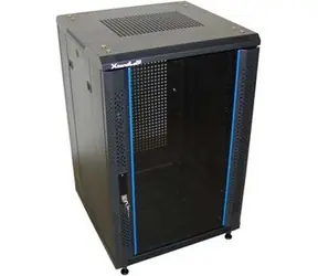 Xtendlan 18U/600x800 schwarz / Rack-Schrank / 19" / Glastür / perforierte Rückwand