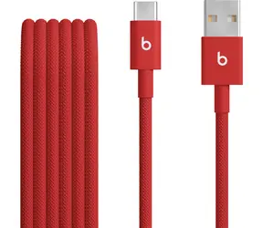Beats-Kabel USB-A (M) - USB-C (M), 1,5 m, rot/geflochten