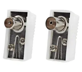 Nedis IEC-Antennenstecker-Set, weiß / Stecker / abgewinkelt / 2 Stück