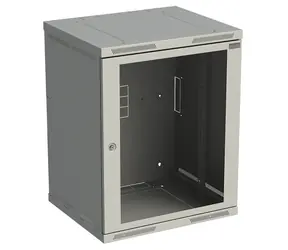 Solarix SENSA-15U-65-11-G / Wandschrank / 15 HE / 500 mm / Glastür / Grau RAL 7035