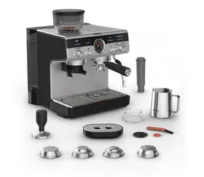 Krups Precision XP801T schwarze Hebel-Kaffeemaschine aus Edelstahl mit Drehregler
