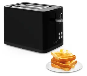 Krups KH6418 SMART'n Light schwarz / Toaster / 850 W / 2 Scheiben / 7 Bräunungsstufen / Digitalanzeige