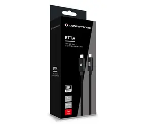 Conceptronic ETTA04B20 schwarz / USB-C-Kabel / USB 4.0 Gen 3 / 40 Gbit/s / PD 3.1 / 2 m