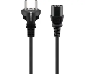 Goobay Netzkabel für PC und Monitor, gerade, schwarz / Stromkabel / 2 m