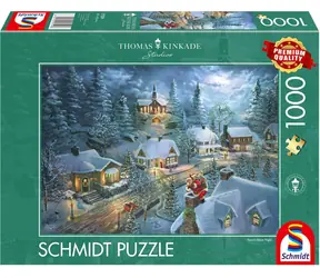 Schmidt Puzzle Thomas Kinkade: Die stille Nacht des Weihnachtsmanns / 1000 Teile / ab 12 Jahren