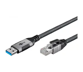 Goobay 70299 schwarz-silber / Netzwerkadapter / USB-A - RJ-45 / 1 Gbit/s / 1 m