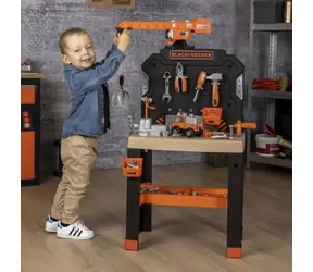 Smoby Black+Decker Werkstatt mit Kran / 85 Zubehörteile / ab 3 Jahren