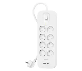 Belkin Mehrfachsteckdose mit Überspannungsschutz, 8 x 900 J / Mehrfachsteckdose / USB-A + C, 18 W / 2 m Kabel