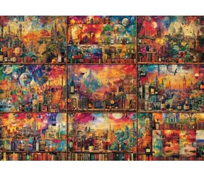 Schmidt Puzzle „Reisen mit Büchern und Wein“ / 2000 Teile / ab 14 Jahren