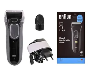 Braun Series 3+ 3000 schwarz/grau / Rasierer / Scherfolie / Wasserdicht / Schnellladefunktion