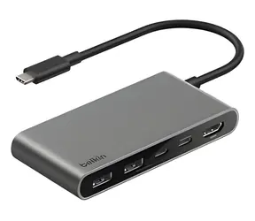 Belkin CONNECT AVC022 grau / USB-C-Hub / 5 in 1 / 2x USB-C- Port