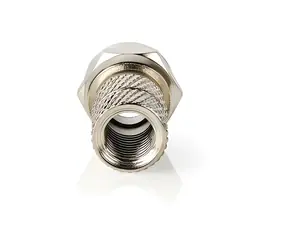 Nedis F-Stecker gerade silber / Stecker / Stecker / vernickelt / 75 Ohm / Drehverschluss / 5 Stück.