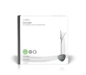 Nedis Koaxialkabel auf Rolle, 25 m, weiß / Koaxialkabel / 75 Ohm / 3x geschirmt, ECA / PVC / Geschenkbox