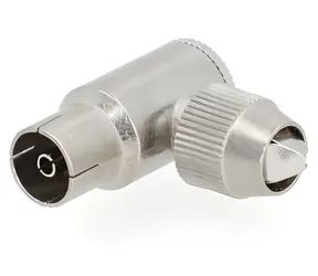 Nedis IEC-Winkelstecker, 90°-Buchse / Stecker / 75 Ohm / vernickelt / Metall / 2 Stück