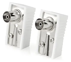 Nedis IEC Antennenstecker, abgewinkelte Buchse, weiß / Stecker / 75 Ohm / vernickelt / 7 mm / 2 Stück.