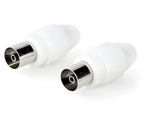 Nedis Koaxialstecker IEC-Buchse weiß / Stecker / 75 Ohm / Schraube / 2 Stück.