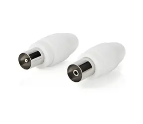 Nedis IEC-Stecker Koaxialstecker/Buchse weiß / Stecker / 75 Ohm / vernickelt / Schraubanschluss / 2 Stück.
