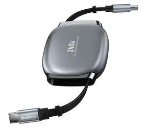 Devia Pro 2 USB-C - USB-C 1 m graues Ladekabel / ausziehbar / PD 240 W