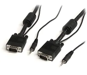 StarTech VGA-Kabel mit Audio, schwarz / Verbindungskabel / VGA auf VGA / 3,5-mm-Klinkenstecker / 5 m