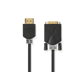 Nedis anthrazit / HDMI-DVI-D 24+1-Kabel / 1080p / Vergoldete Anschlüsse / 2 m