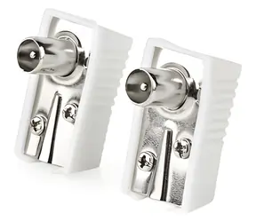 Nedis Koaxial-IEC-Stecker, abgewinkelt, weiß / Stecker / 75 Ohm / vernickelt / Schraubanschluss