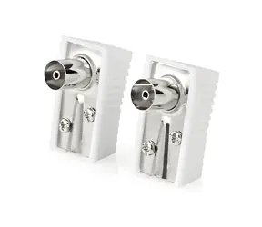 Nedis IEC-Stecker abgewinkelt (F) weiß / Stecker / 75 Ohm / quadratisch / Schraube / 2 Stück.