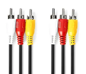 Nedis Composite-Videokabel 3x RCA - 3x RCA 1,5 m Schwarz / Kabel / Vernickelte Stecker / 480p