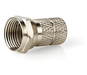 Nedis F-Steckverbinder, Drehverbinder, silberfarben / Steckverbinder / Gerade / 75 Ohm / vernickelt / 5 Stück.