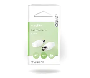 Nedis IEC-Stecker gerade (M) weiß / Stecker / 75 Ohm / vernickelt / Schraube / 2 Stück.
