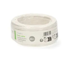 Nedis Mini Koaxialkabel auf Rolle, 20 m, weiß / Kabel / Doppelt geschirmt / ECA / PVC