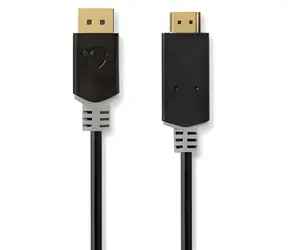 Nedis anthrazit / DisplayPort-auf-HDMI-Kabel / 4K 30Hz / Vergoldete Anschlüsse / 1 m