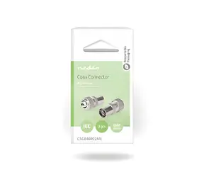 Nedis IEC Koaxialstecker / Stecker / Buchse / Gerade / 75 Ohm / vernickelt / 2 Stück.
