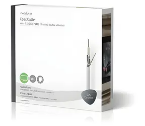Nedis Koaxialkabel auf Spule RG59 75 Ohm Weiß / Doppelt geschirmt / ECA / 25 m / Koaxial / PVC / Geschenkbox