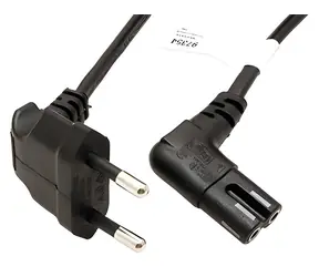 Goobay CEE 7/16 - IEC 320 C7 schwarz / Stromkabel / 2-polig / abgewinkelte Stecker / 3 m