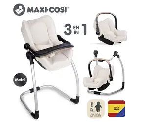 Smoby Autositz und Hochstuhl 3-in-1 Maxi-Cosi & Quinny beige / Für Puppen bis 42 cm / 43 x 41 x 72 cm