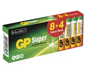 GP Super Alkaline AAA (LR03) 8+4 Stück / Alkaline-Batterie / Mikro-Stift
