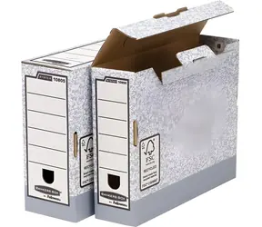 Fellowes Archivbox, Bankers Box 80 mm, grau (10 Stück) / A4 / FSC-zertifizierter Recyclingkarton