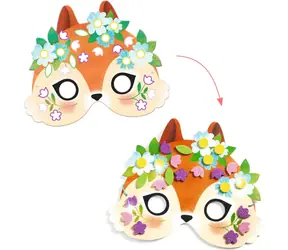DJECO Kreativset: Waldtiermasken zum Ausmalen / 8 Masken / Mosaikaufkleber / FSC-zertifiziertes Papier
