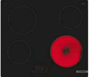 BOSCH PKE611BB2E schwarz / Glaskeramik-Kochfeld / 4 Kochplatten / Touch-Bedienung / Timer / Einbaugerät